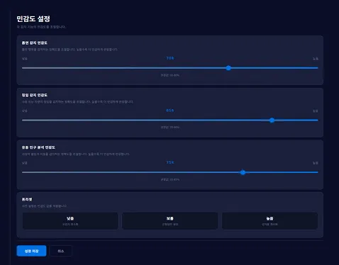 Sensitivity Settings - Adjust detection sensitivity
